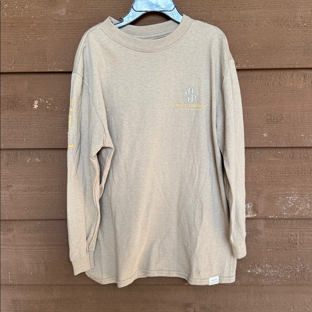 NWOT Simply Southern “Pumpkins Fall Leaves Football” Long Sleeve Shirt size YS